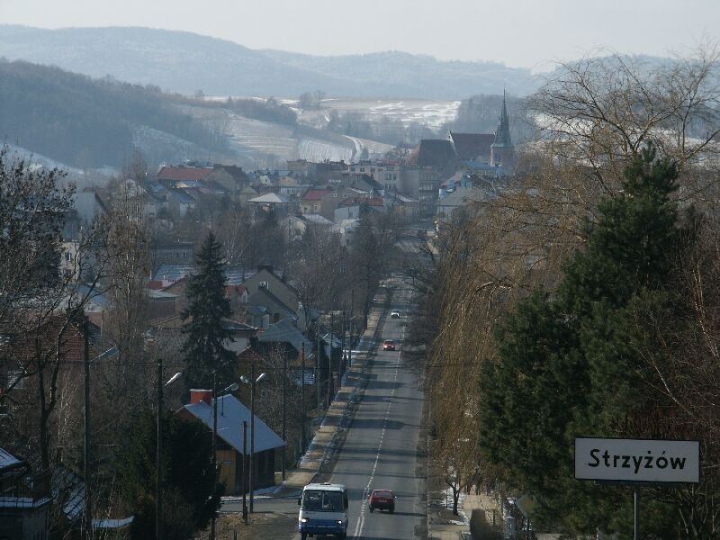 4. Strzyzow zima.JPG - Widok z Góry Żarnowskiej.